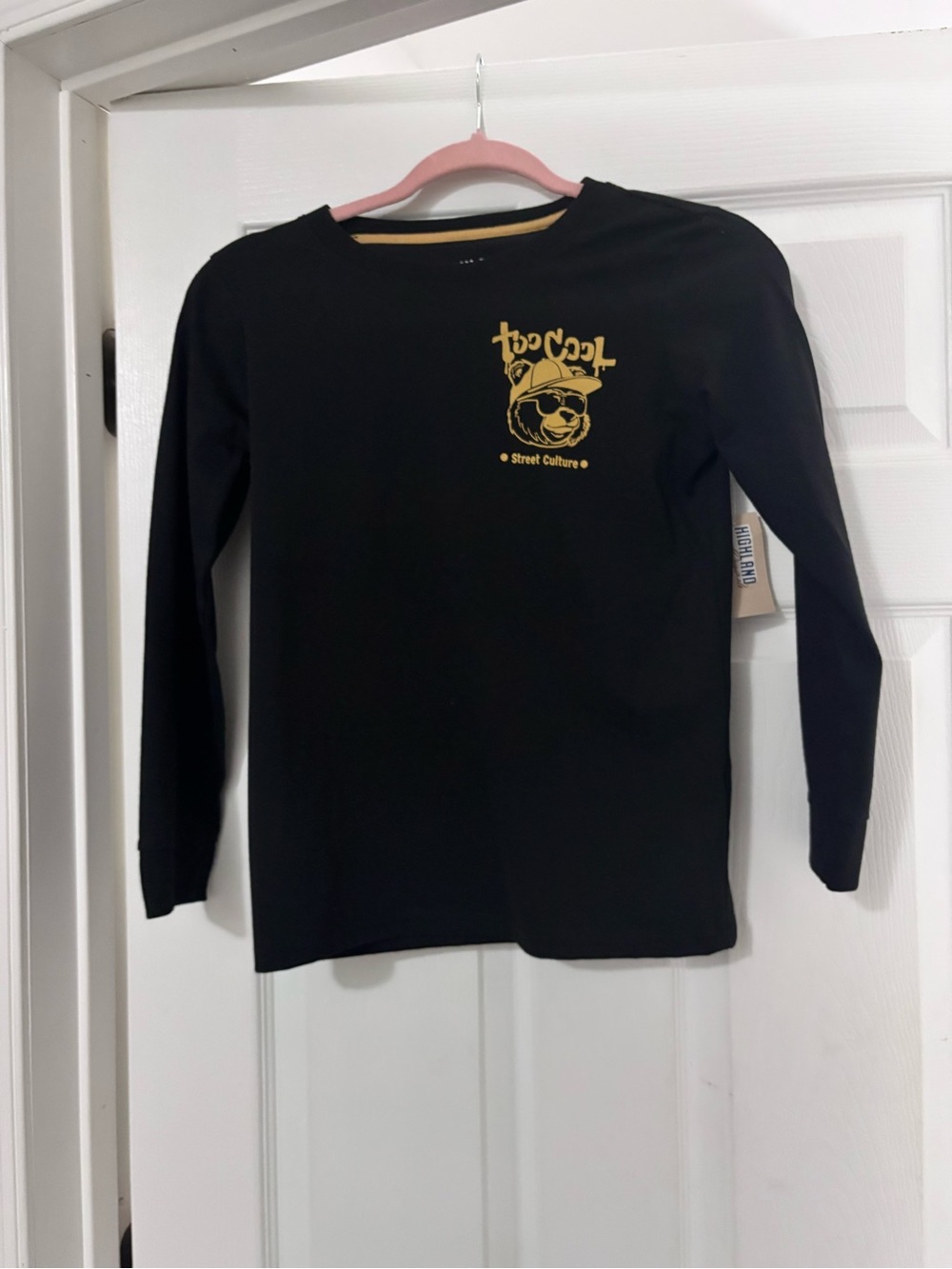 Kids Black Long-Sleeve Tee with Yellow Graphic - Street Culture